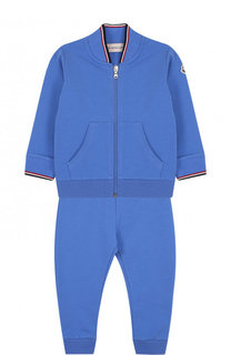 Хлопковый костюм из брюк и кардигана на молнии Moncler Enfant