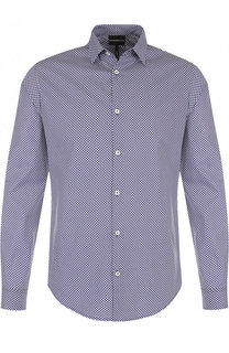 Хлопковая рубашка с принтом Emporio Armani
