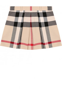 Хлопковая мини-юбка с принтом и защипами Burberry