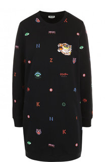Хлопковое платье-толстовка с круглым вырезом Kenzo
