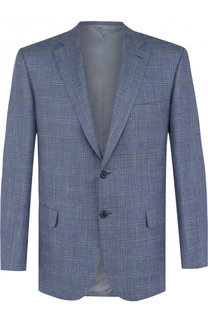 Однобортный пиджак из смеси шерсти и шелка со льном Brioni