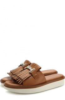 Кожаные сабо с бахромой и заклепками Tod’s Tods