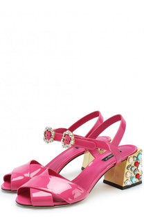 Лаковые босоножки Keira на декорированном каблуке Dolce &amp; Gabbana