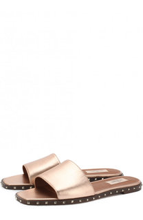 Шлепанцы Valentino Garavani Soul Rockstud из металлизированной кожи Valentino