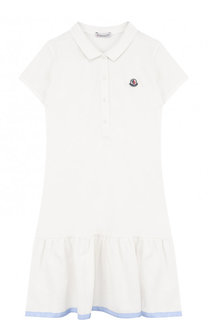 Приталенное платье из хлопка с логотипом бренда Moncler Enfant