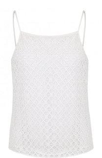 Однотонный кружевной топ свободного кроя Emporio Armani