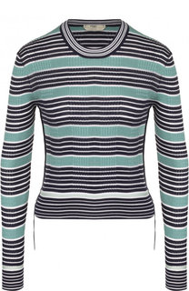 Шелковый пуловер в полоску с круглым вырезом Fendi