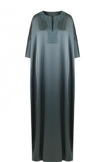Платье-макси свободного кроя с декорированным вырезом St. John