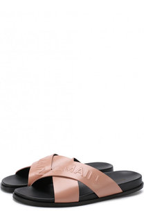 Кожаные шлепанцы Criss с логотипом бренда Balmain