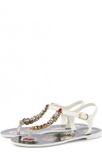 Резиновые сандалии с отделкой кристаллами Dolce &amp; Gabbana
