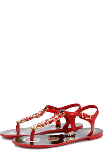 Резиновые сандалии с отделкой кристаллами Dolce &amp; Gabbana