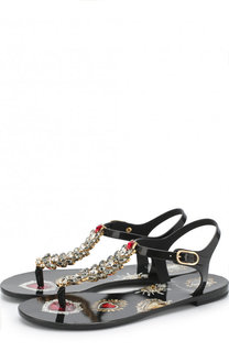 Резиновые сандалии с отделкой кристаллами Dolce &amp; Gabbana