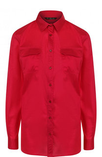 Однотонная хлопковая блуза с накладными карманами Loro Piana