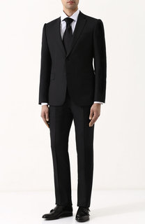 Костюм из смеси шерсти и шелка с пиджаком на двух пуговицах Emporio Armani