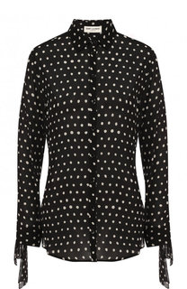 Приталенная блуза из вискозы в горох Saint Laurent