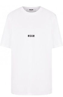 Хлопковая футболка свободного кроя с круглым вырезом MSGM