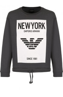 Хлопковый свитшот на кулиске Emporio Armani