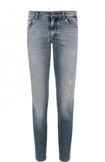 Джинсы прямого кроя с потертостями Dolce & Gabbana