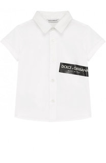 Хлопковая рубашка с логотипом бренда Dolce &amp; Gabbana