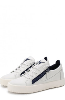 Кожаные кеды на шнуровке с молниями Giuseppe Zanotti Design