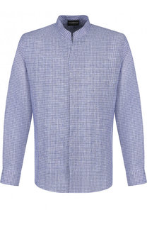 Льняная рубашка с воротником-стойкой Emporio Armani