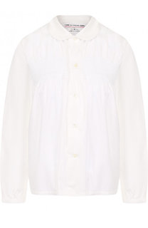 Однотонная хлопковая блуза с драпировкой Comme des Garcons GIRL