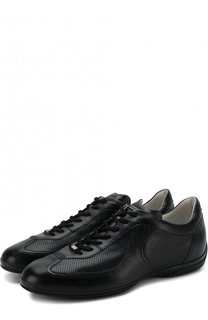 Кожаные кроссовки на шнуровке Santoni