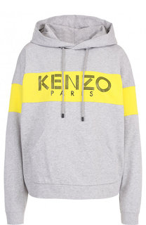 Хлопковая толстовка с логотипом бренда и капюшоном Kenzo