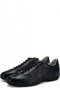 Кожаные кроссовки на шнуровке Santoni