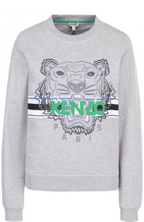 Хлопковый свитшот с контрастной вышивкой Kenzo