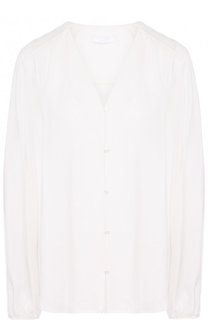 Шелкова блуза с V-образным вырезом BOSS