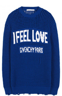 Удлиненный пуловер фактурной вязки из хлопка Givenchy
