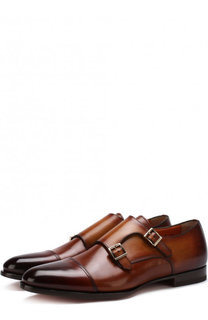Кожаные монки с двумя пряжками Santoni
