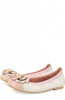 Кожаные балетки с лаковым мысом и металлизированным декором Pretty Ballerinas