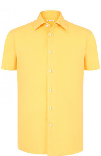 Рубашка с короткими рукавами и смеси хлопка и льна Kiton