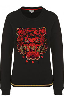 Хлопковый свитшот с контрастной вышивкой Kenzo