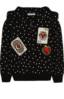 Хлопковый кардиган на молнии с капюшоном и принтом Dolce &amp; Gabbana