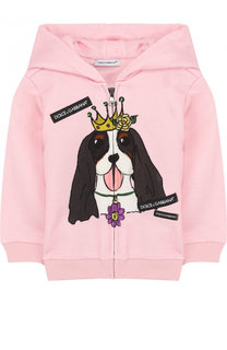 Хлопковый кардиган с принтом и капюшоном на молнии Dolce &amp; Gabbana