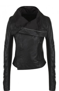Приталенная кожаная куртка с косой молнией Rick Owens