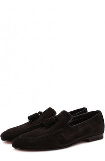 Замшевые лоферы с кисточками Santoni