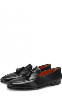 Кожаные лоферы с кисточками Santoni