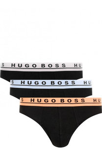 Комплект из трех хлопковых брифов с широкой резинкой BOSS