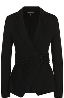Приталенный однотонный жакет из вискозы Emporio Armani