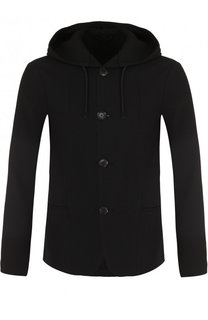 Однобортный шерстяной пиджак с капюшоном Emporio Armani