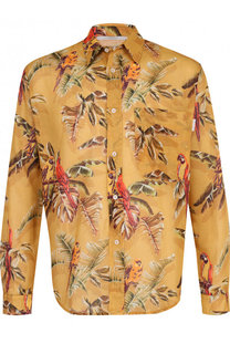 Рубашка из смеси хлопка и льна с принтом Stella McCartney