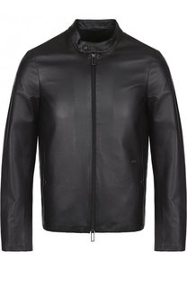 Кожаная куртка на молнии с воротником-стойкой Emporio Armani