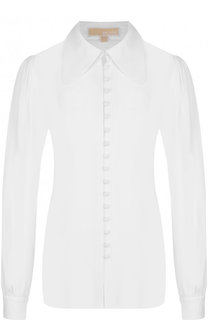 Однотонная шелковая блуза с рукавом-фонарик MICHAEL Michael Kors
