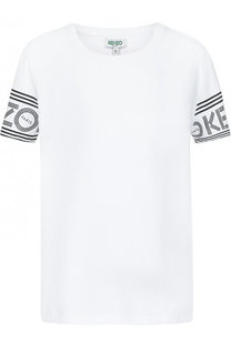 Хлопковая футболка с круглым вырезом и логотипом бренда Kenzo