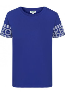 Хлопковая футболка с круглым вырезом и логотипом бренда Kenzo