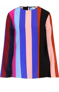 Шелковая блуза с круглым вырезом и принтом Diane Von Furstenberg